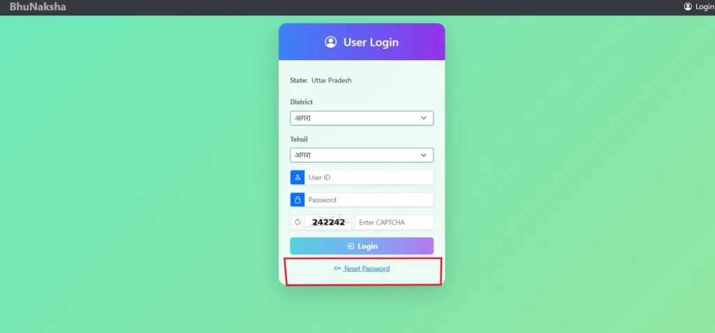 Click on Reset Password