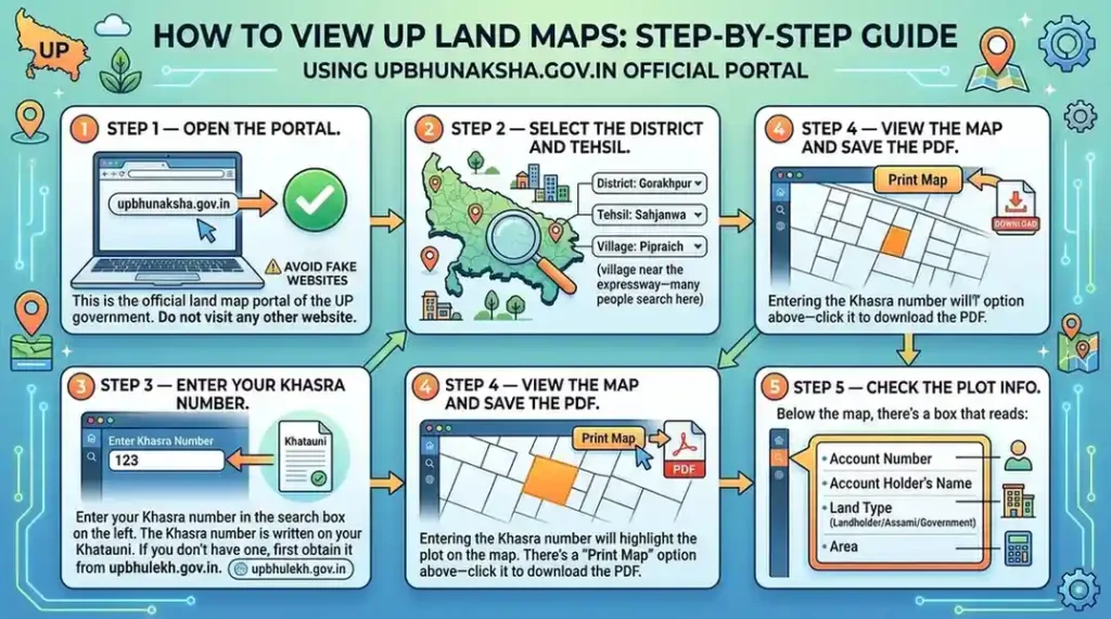 स्टेप-बाय-स्टेप सहजनवा तहसील का खसरा नक्शा कैसे देखें